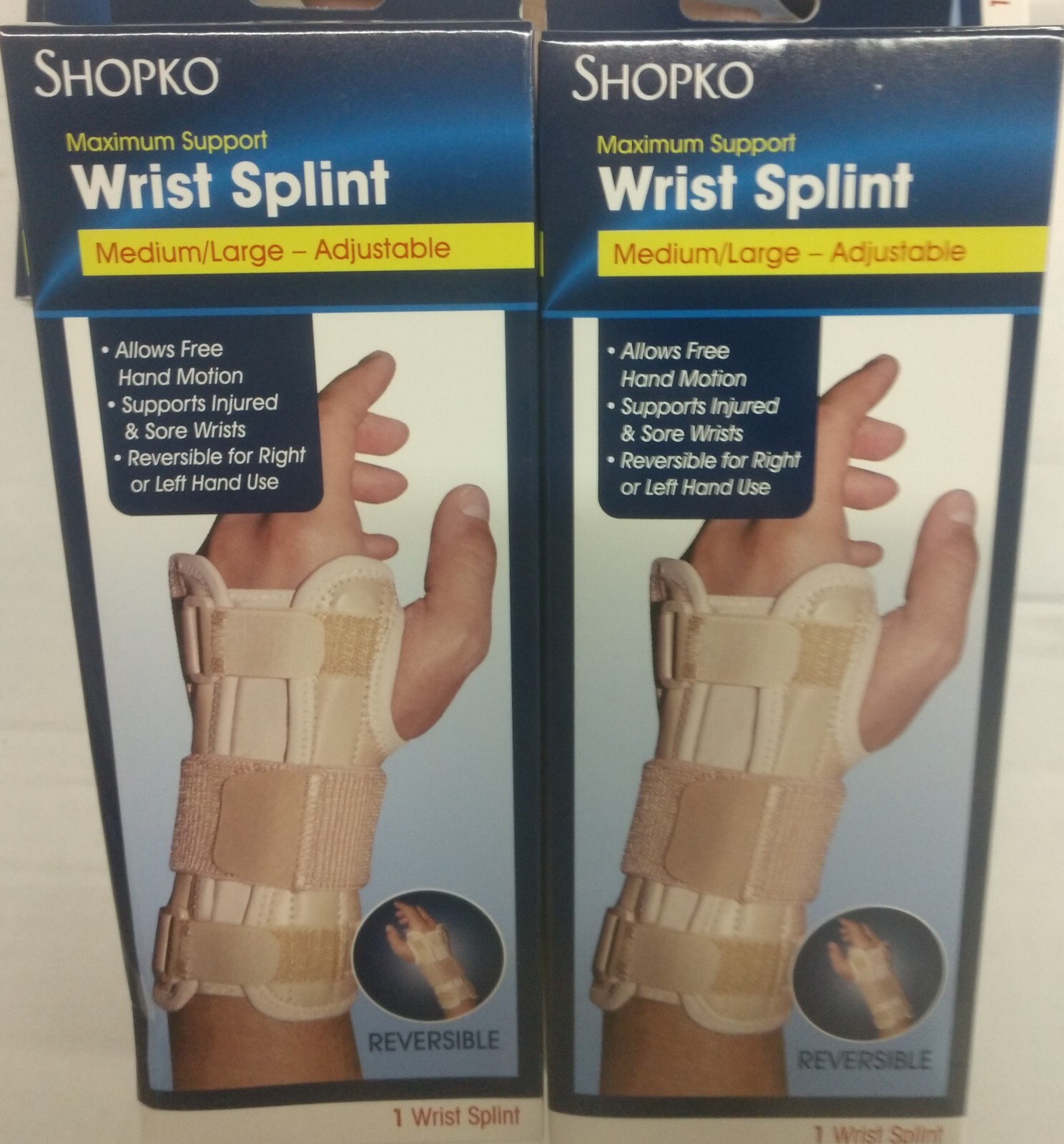 Shopko Maximum Support Wrist Splint Medium/Large – Reversible (Pack of 2)