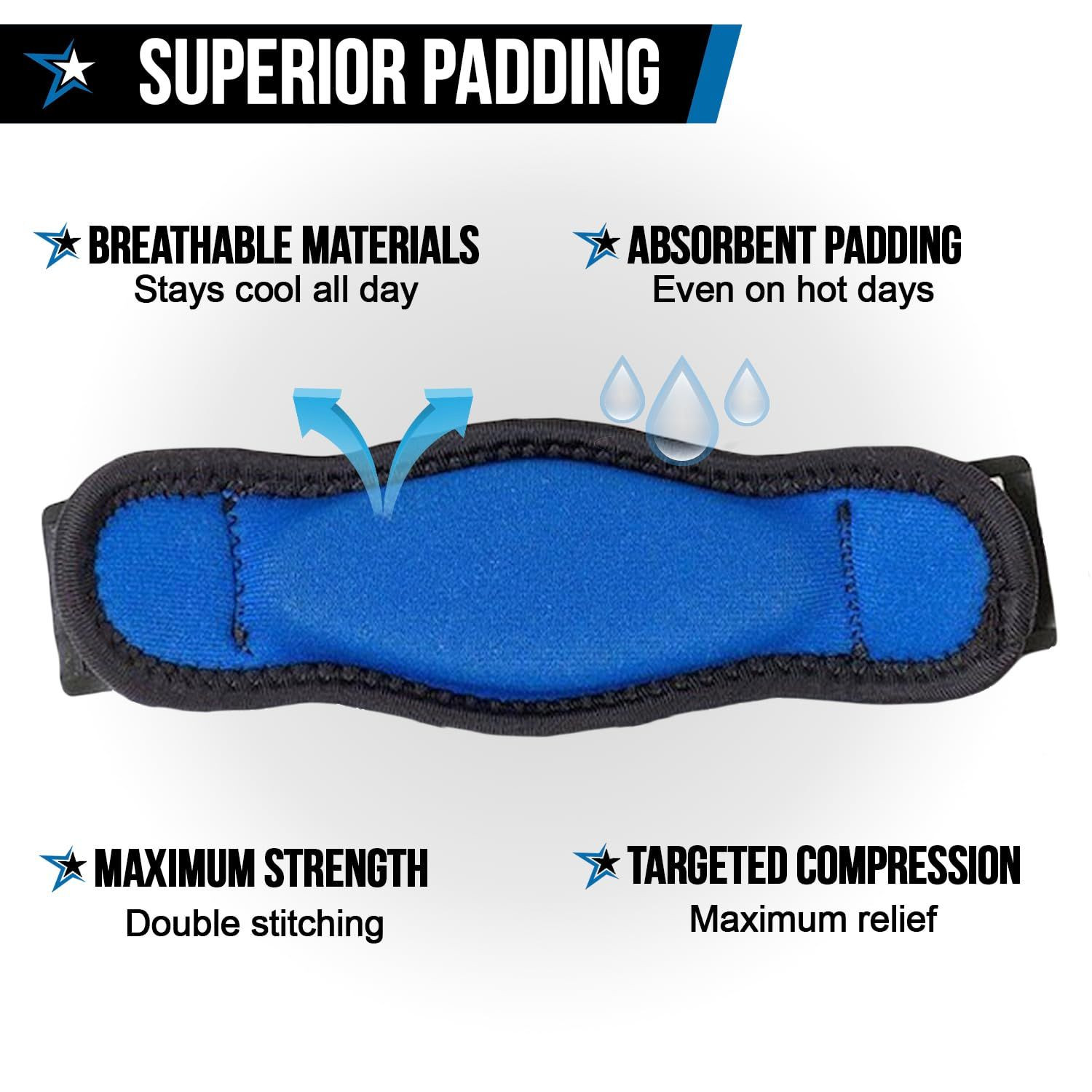RiptGear Tennis Elbow Brace for Women & Men, One Size, Blue (1 Pack)