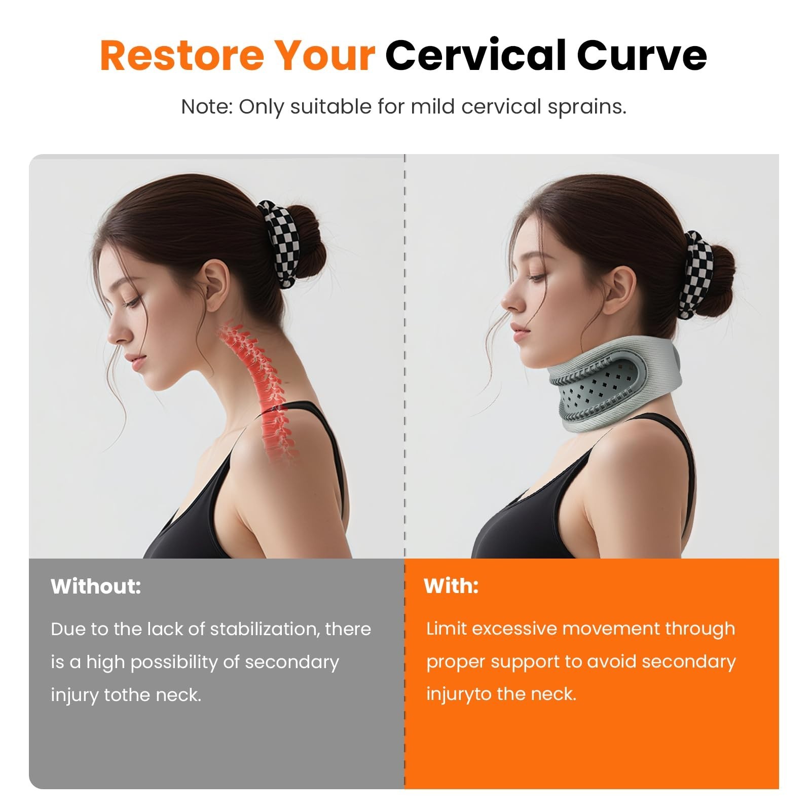 Cervical Collar Neck Brace, Pain Relief & Support, Memory Foam, Breathable Frame