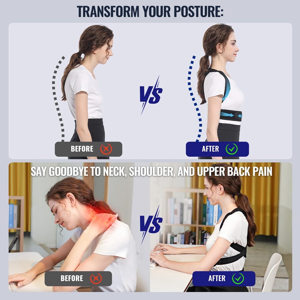 Posture Corrector Back Brace for Women and Men, Adjustable Breathable (Unisex)