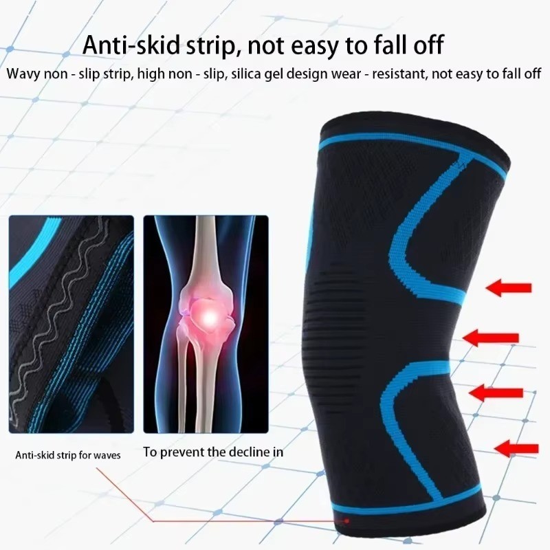 1x Knee Sleeves Copper Silver Compression Brace Support Sport Joint Injury Pain