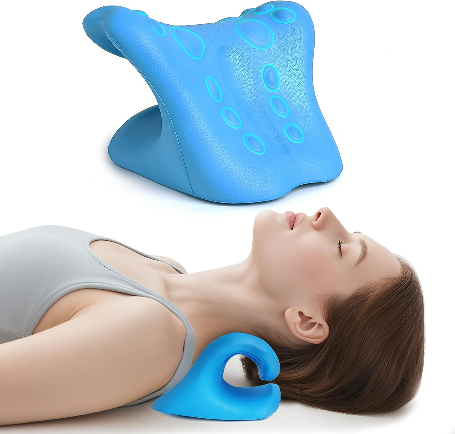 Neck Stretcher Cervical Device, Neck Hump Corrector Shoulder Pain Relief, (Blue)