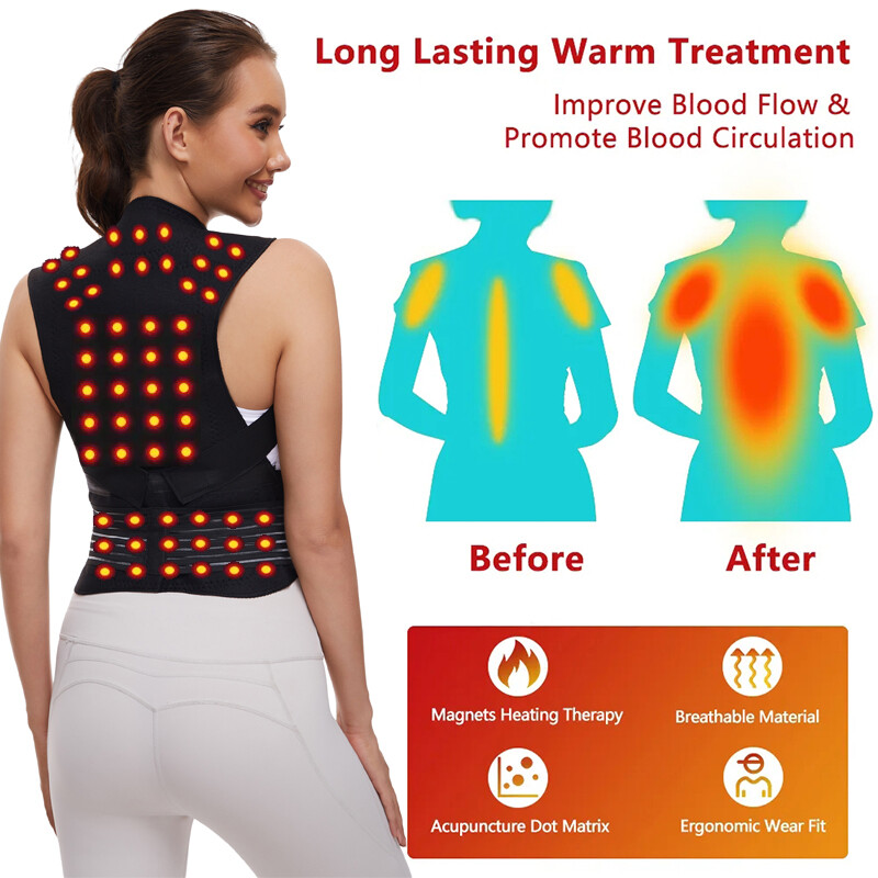 Magnetic Self Heating Belt Back Support Waist Brace Therapy Posture Corrector