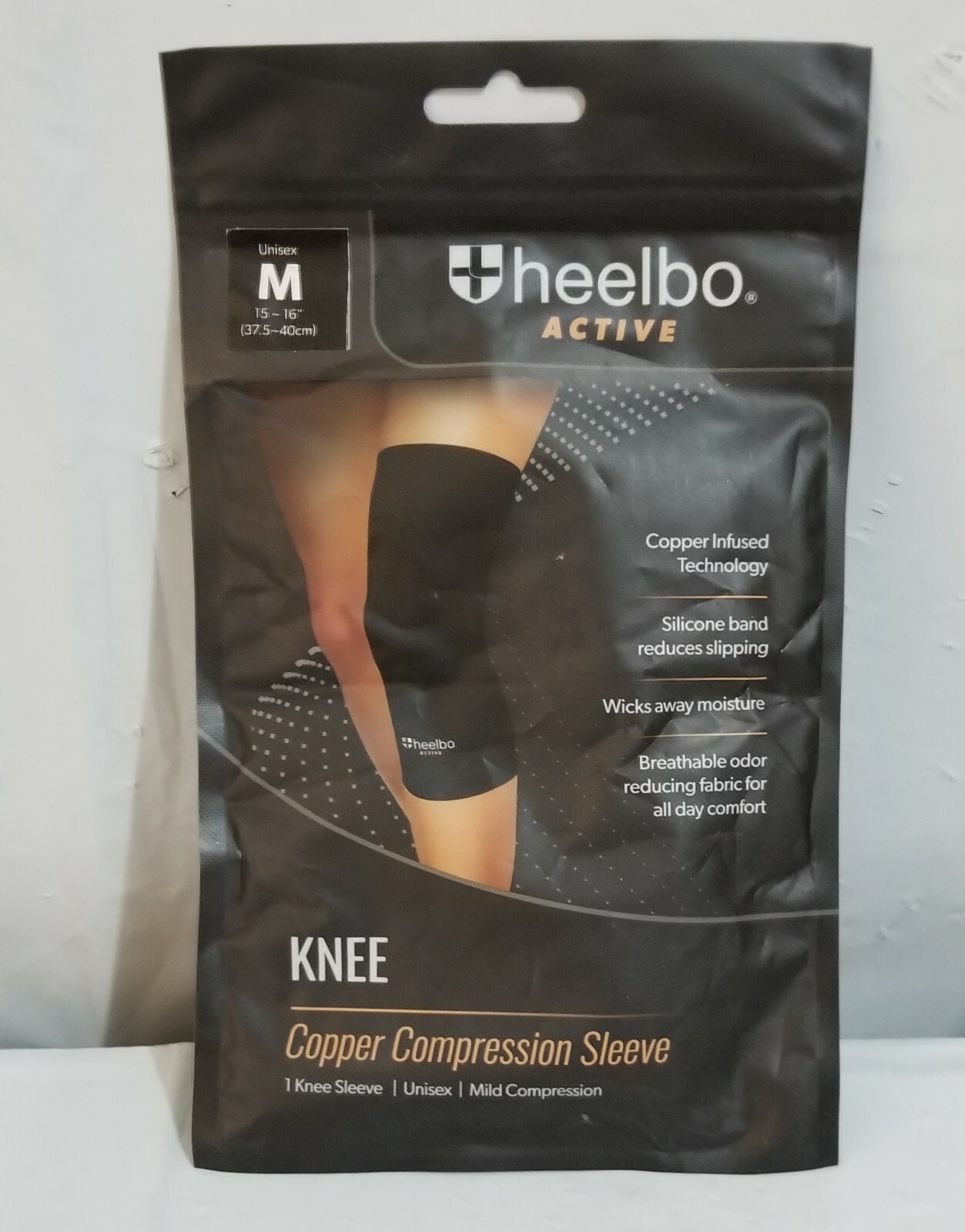 Heelbo Knee Compression Sleeve with Copper Infused Fibers Size M