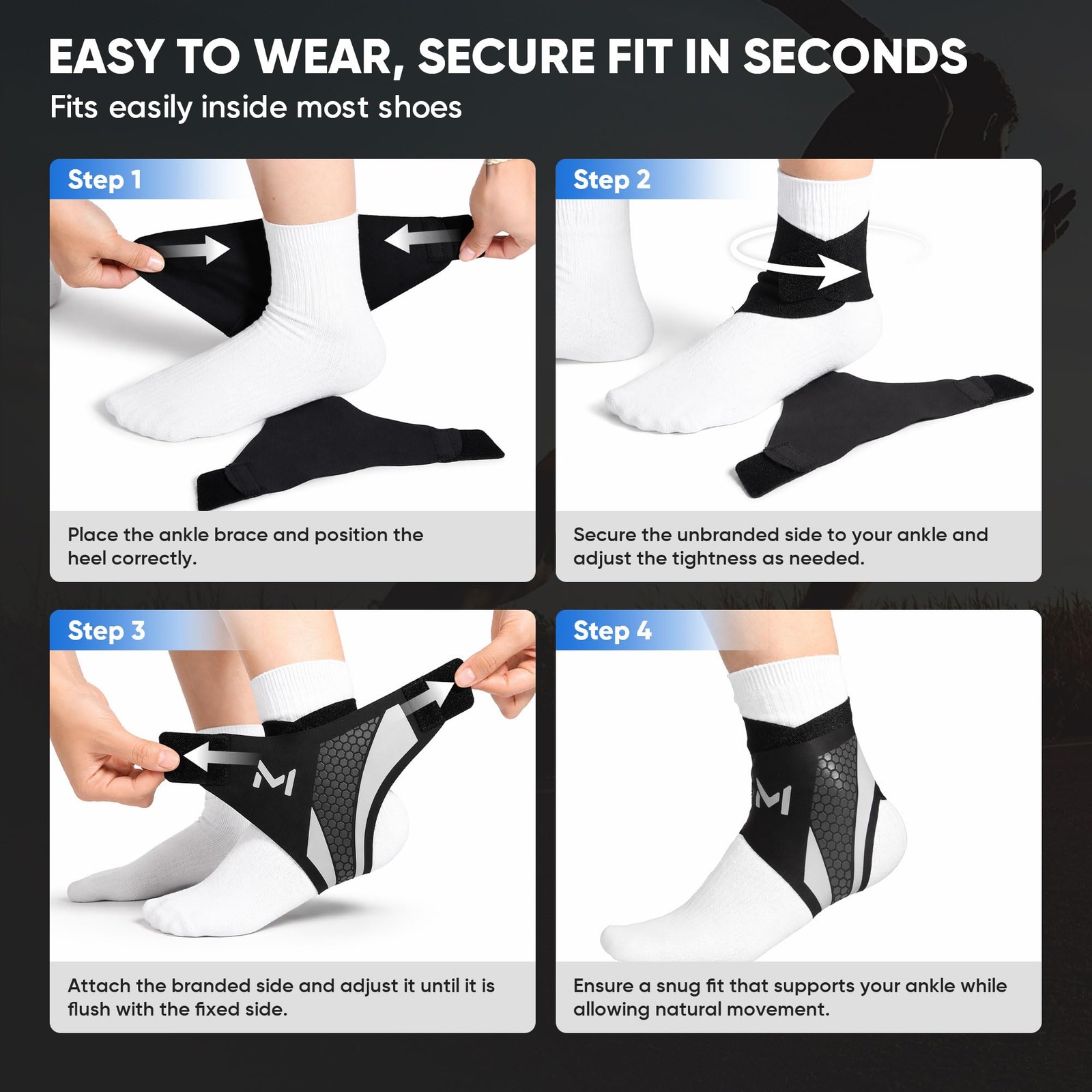 Qiknuny 2 Pack Ankle Brace Compression Support for Men Women