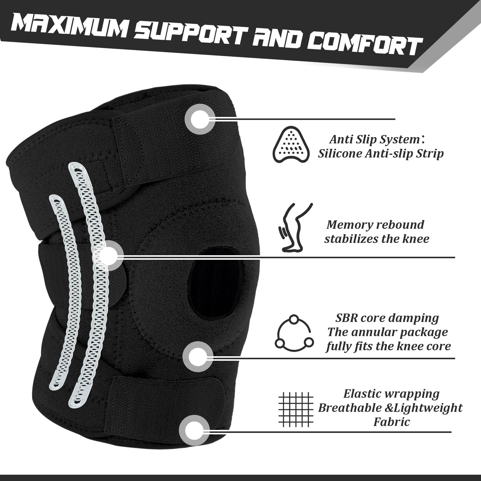 1 Pcs Kids Knee Brace with Side Stabilizers Patella Gel Pads Adjustable Strap…
