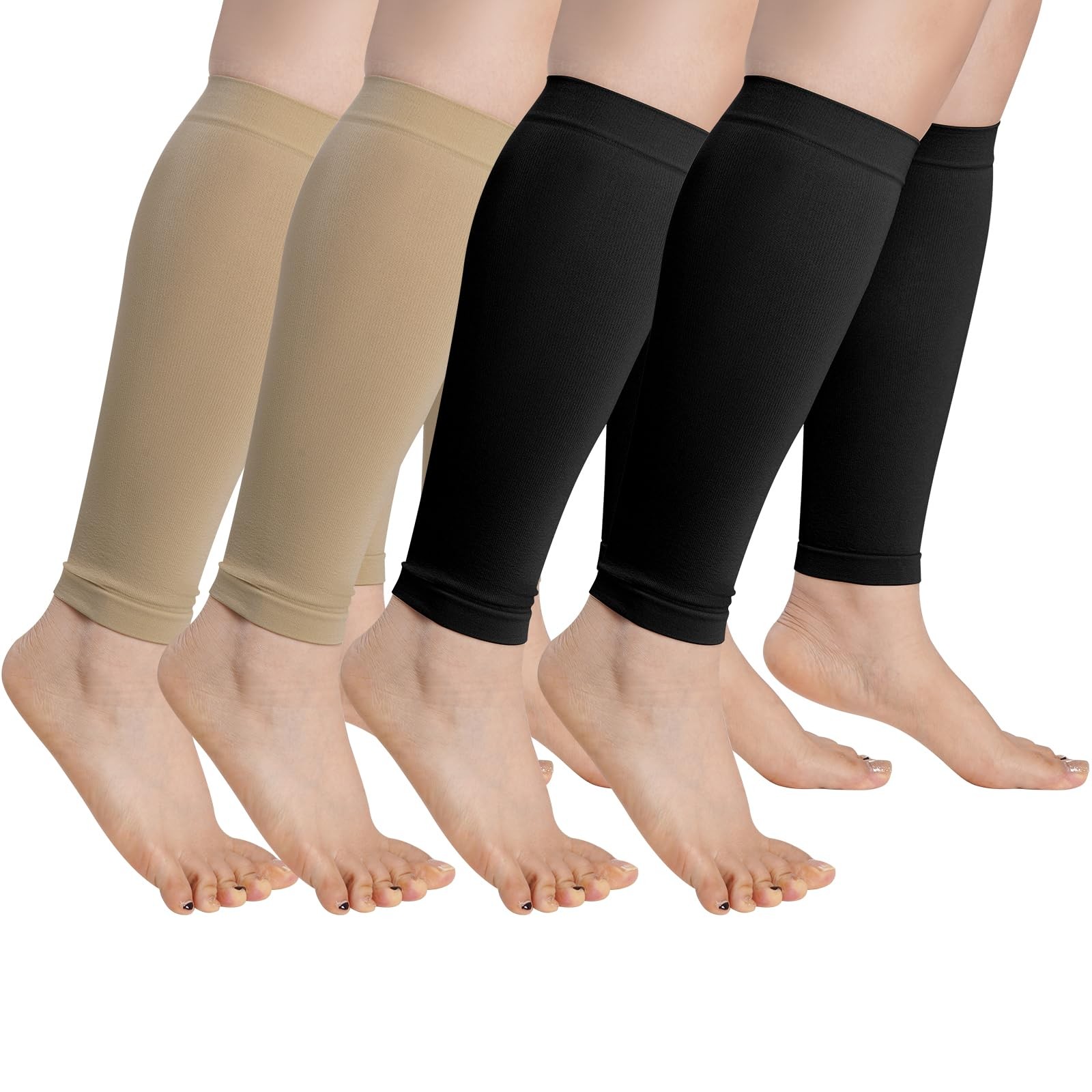 4 Pairs Calf Compression Sleeves for Men and Women Leg Sleeves Footless Compr…