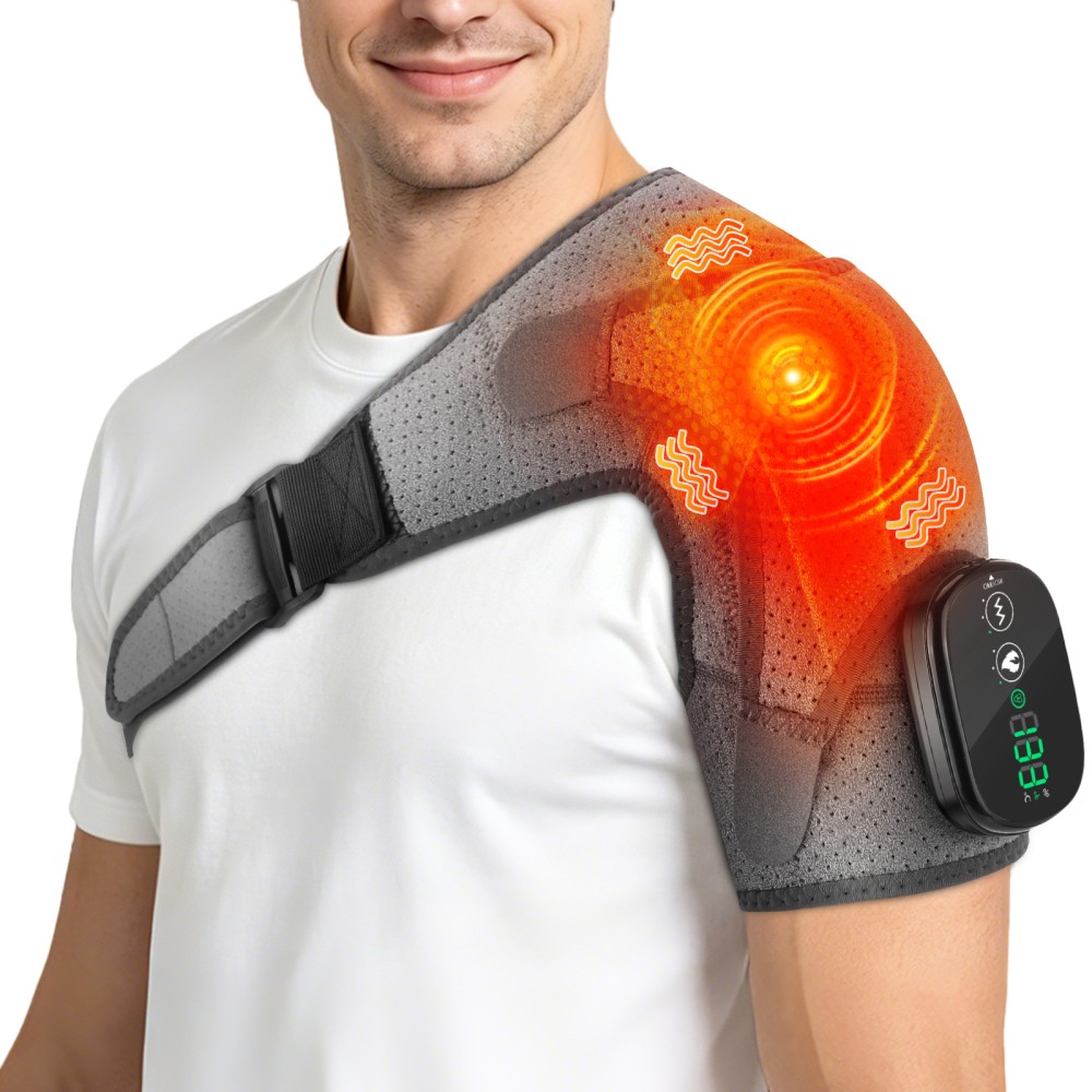 1-4x Heating Shoulder Wrap Vibration Massager Electric Heated Shoulder Support