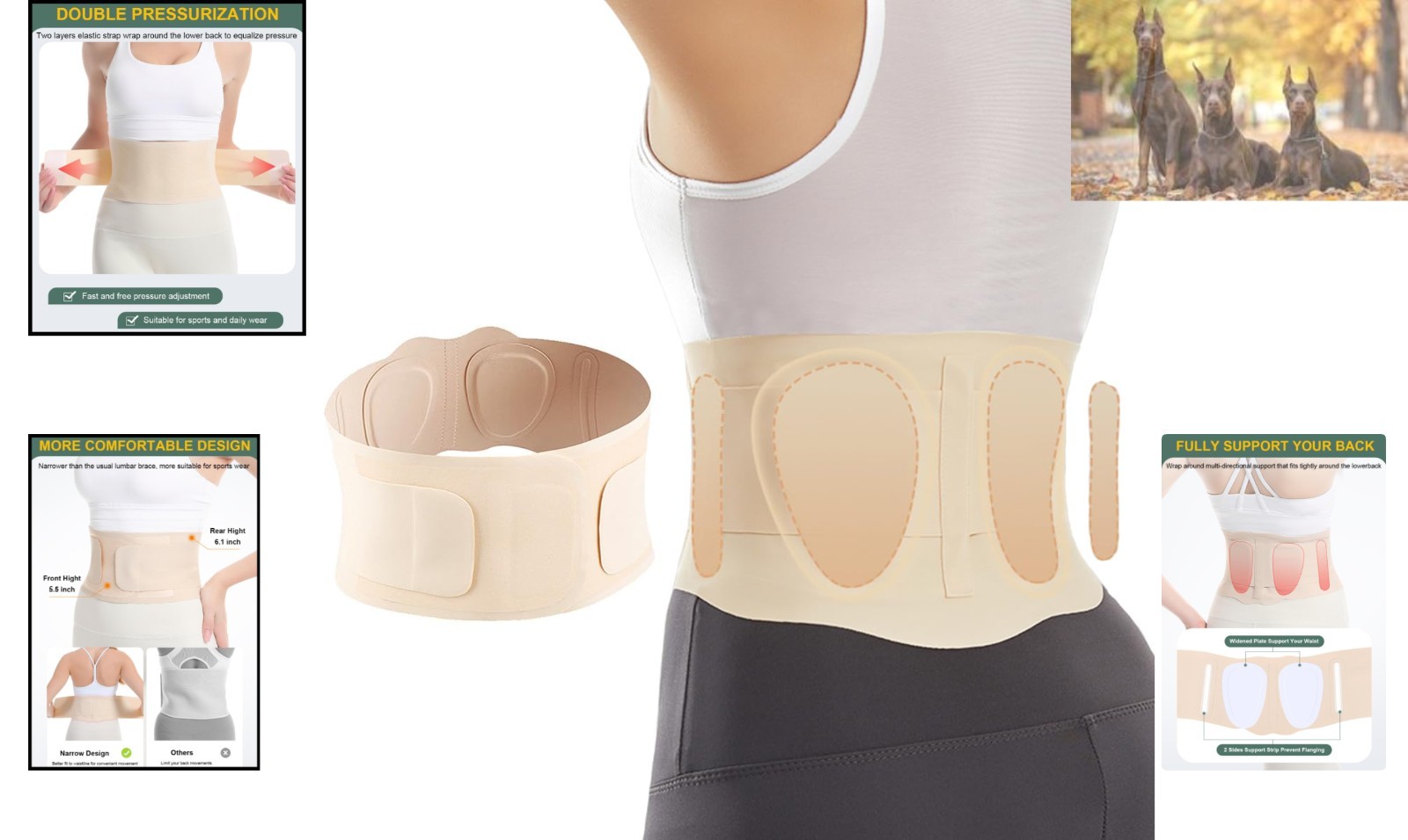 Versatile Adjustable Back Support Belt for Back Pain Relief – Large, Lightweight
