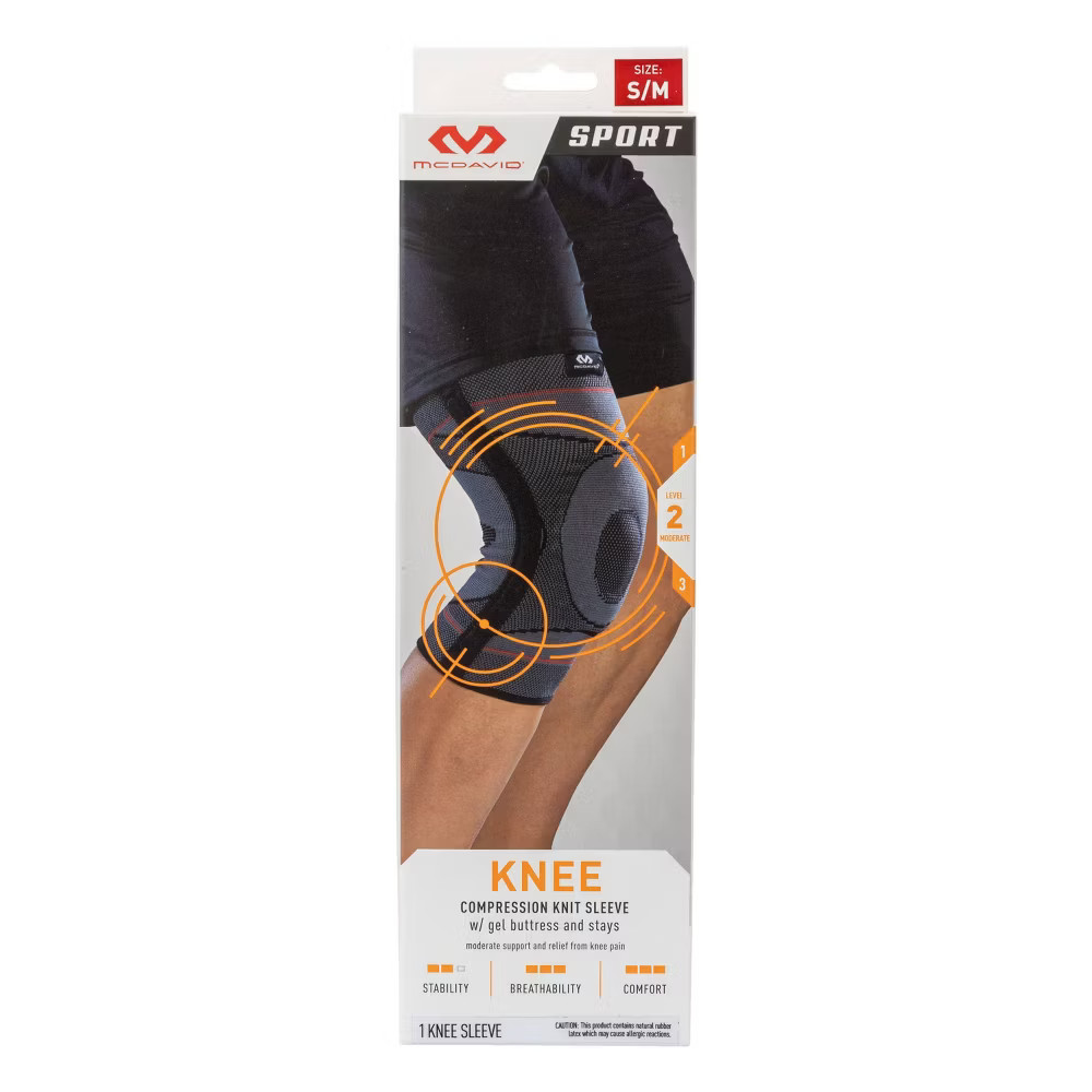 McDavid Sport Knee Knit Sleeve with Buttress and Stays – Gray –