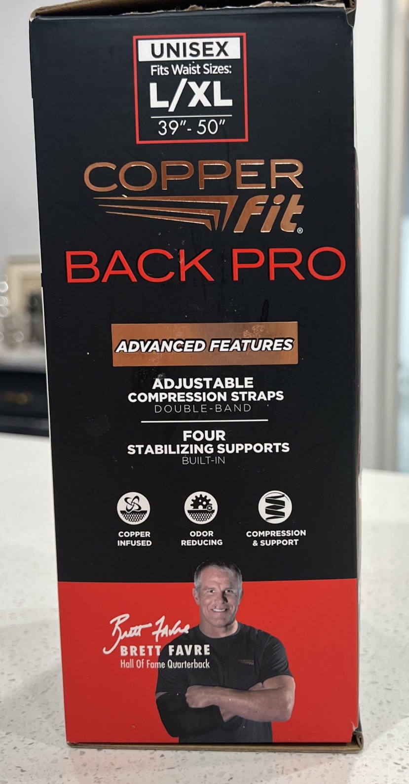 Copper Fit Black Back Pro Compression & Support Adjustable Straps L /XL Open box