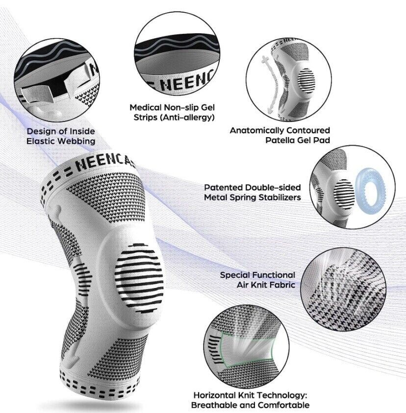 🔥 M 🔥 NEENCA Professional Plus Size Knee Brace, Grey