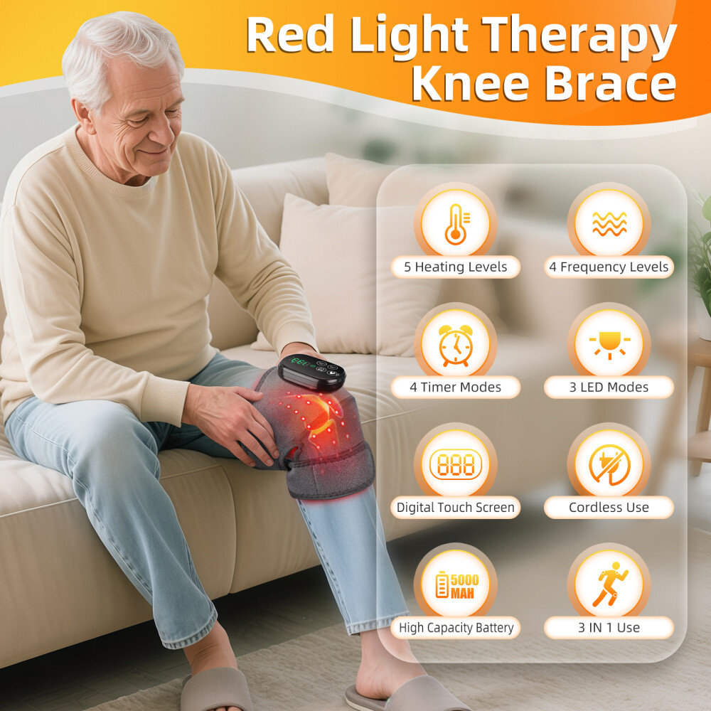 Electric Infrared 650nm 850nm Red Heating Vibration Massage Leg Joint Brace