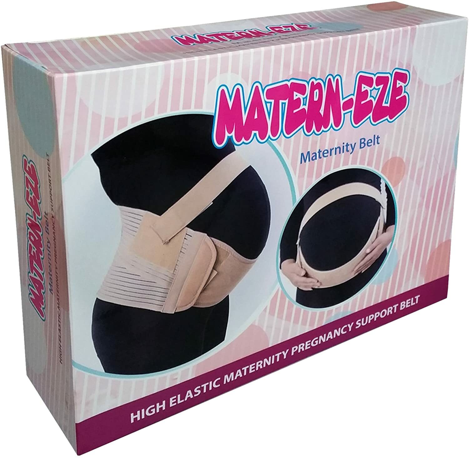 MATERN-EZE Pregnancy Maternity Support Back Brace Belt, Soft Elastic, LARGE PINK