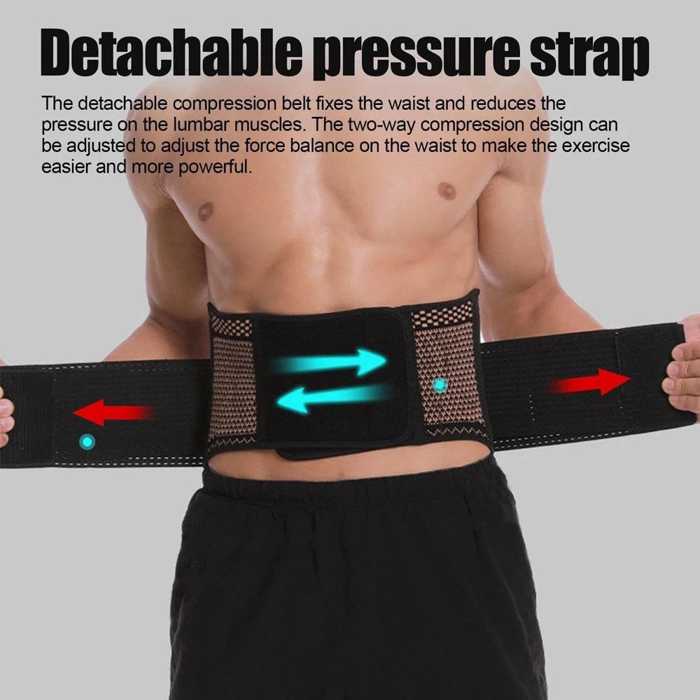 Waist Support Brace Belt Copper Lumbar Adjustable Low Back Pain Relief Men Women