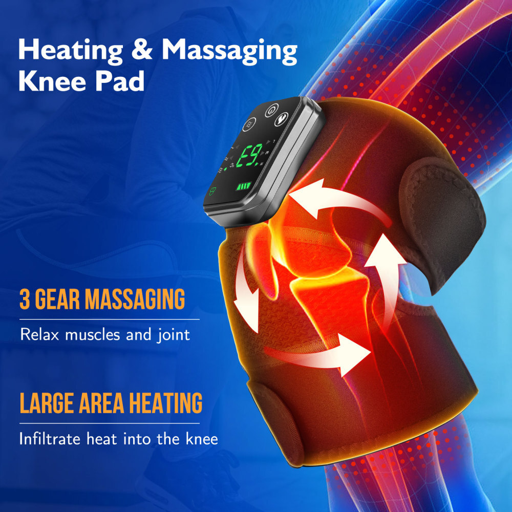 Electric Knee Massager with Heat Vibration, Heating Pad for Knee Shoulder Elbow