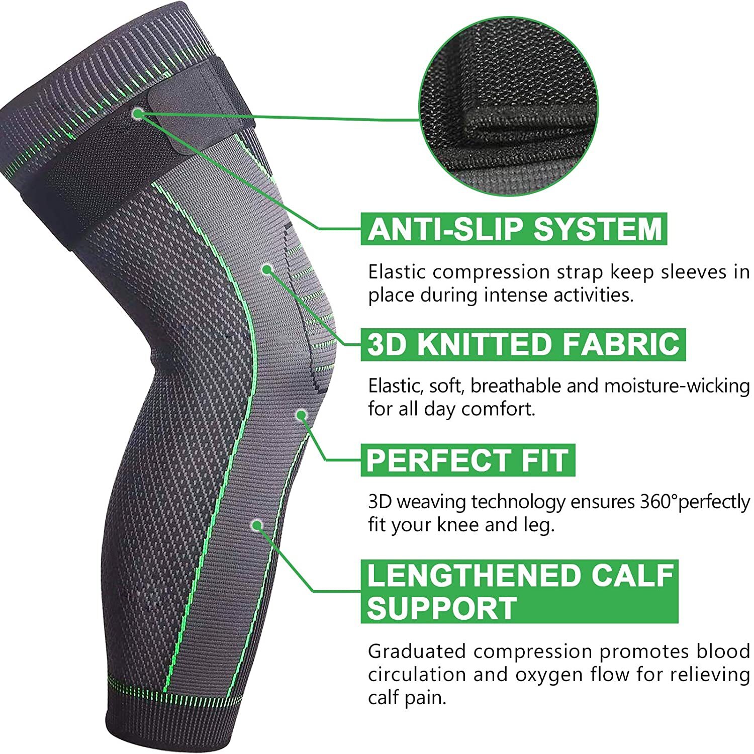 Leg Compression Sleeve Knee Brace Support Protector Arthritis Joint Pain Relief