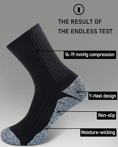 Elite Cushioned Compression Mid-crew Socks 4-Pack for Large Black (4 Pairs)