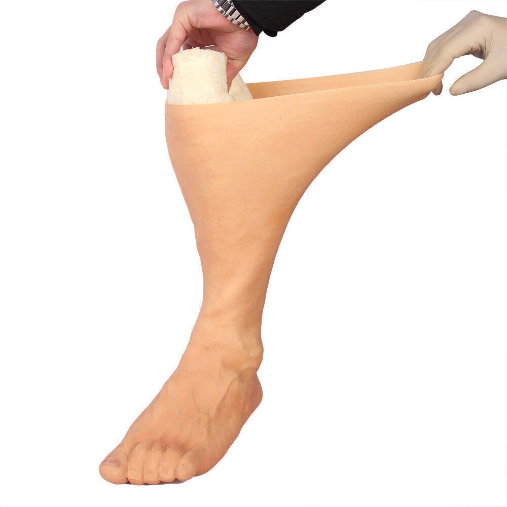 Artificial Silicone Prosthesis Foot Sleeve Legging Cover Scars Protect Injured