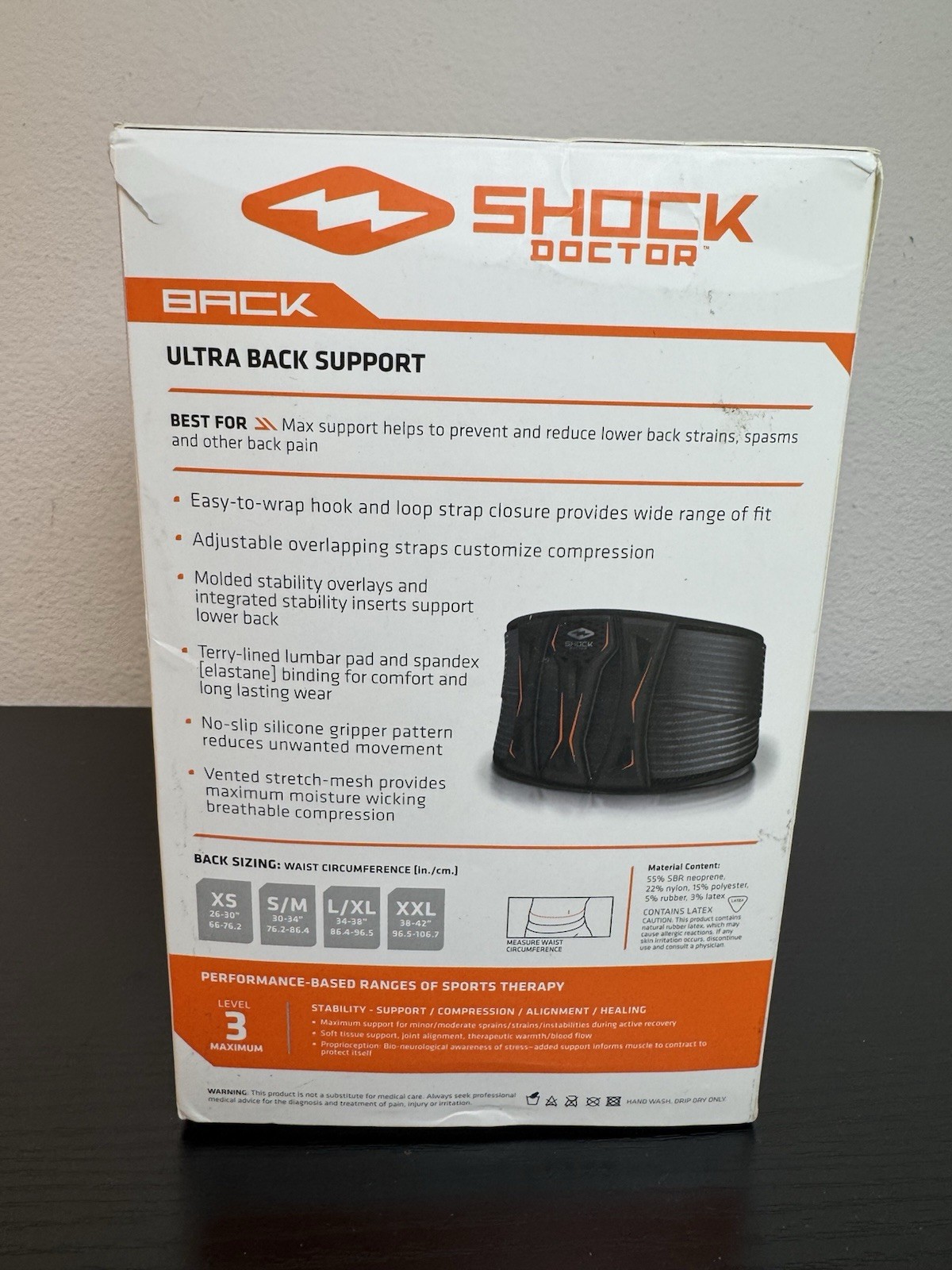 Shock doctor ultra back support level 3 size L/XL 34–38 New Open Box