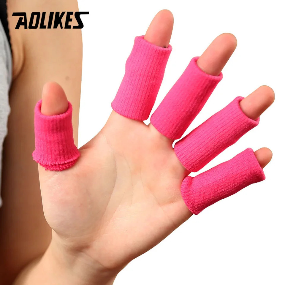 AOLIKES 10PCS Lot Elastic Finger Sleeves Basketball Sports Safety Thumb Brace
