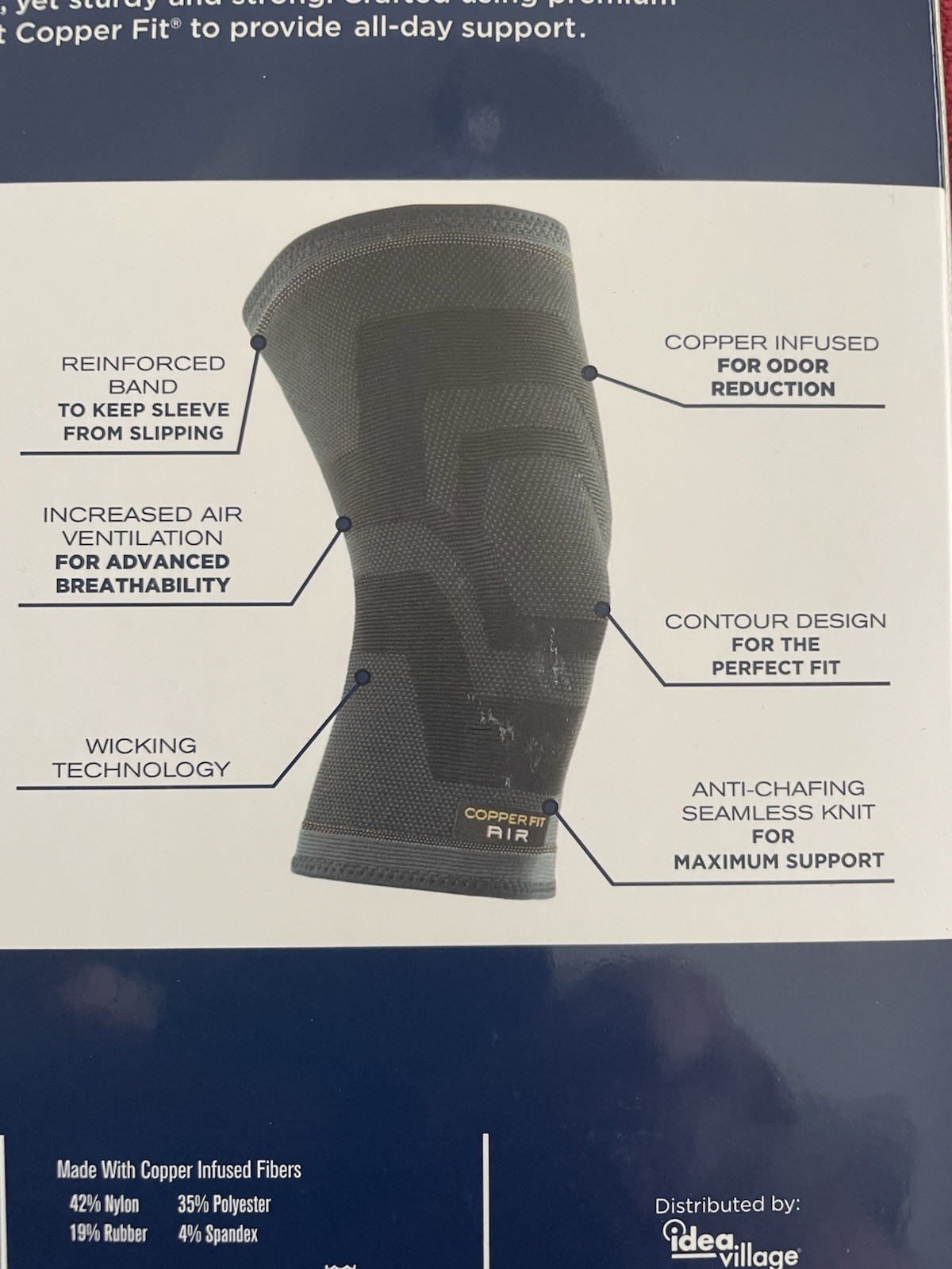 Copper Fit Elite Knee Compression Sleeve Knee Brace 2-Pack, Black (Large/X-Large