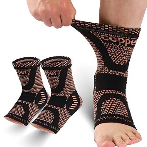 4pcs Copper Ankle Support Compression Strap Achilles Tendon Brace Sprain Sports