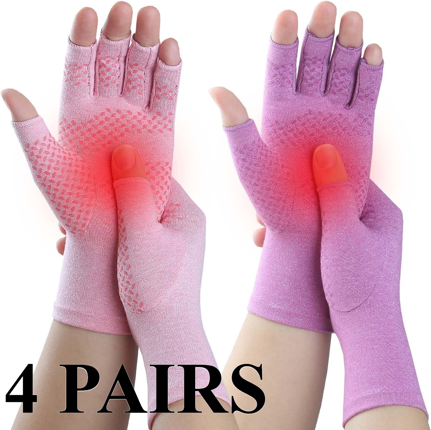 4 Pair Compression Gloves for Carpal Tunnel Pain Fingerless Arthritis Hand Glove