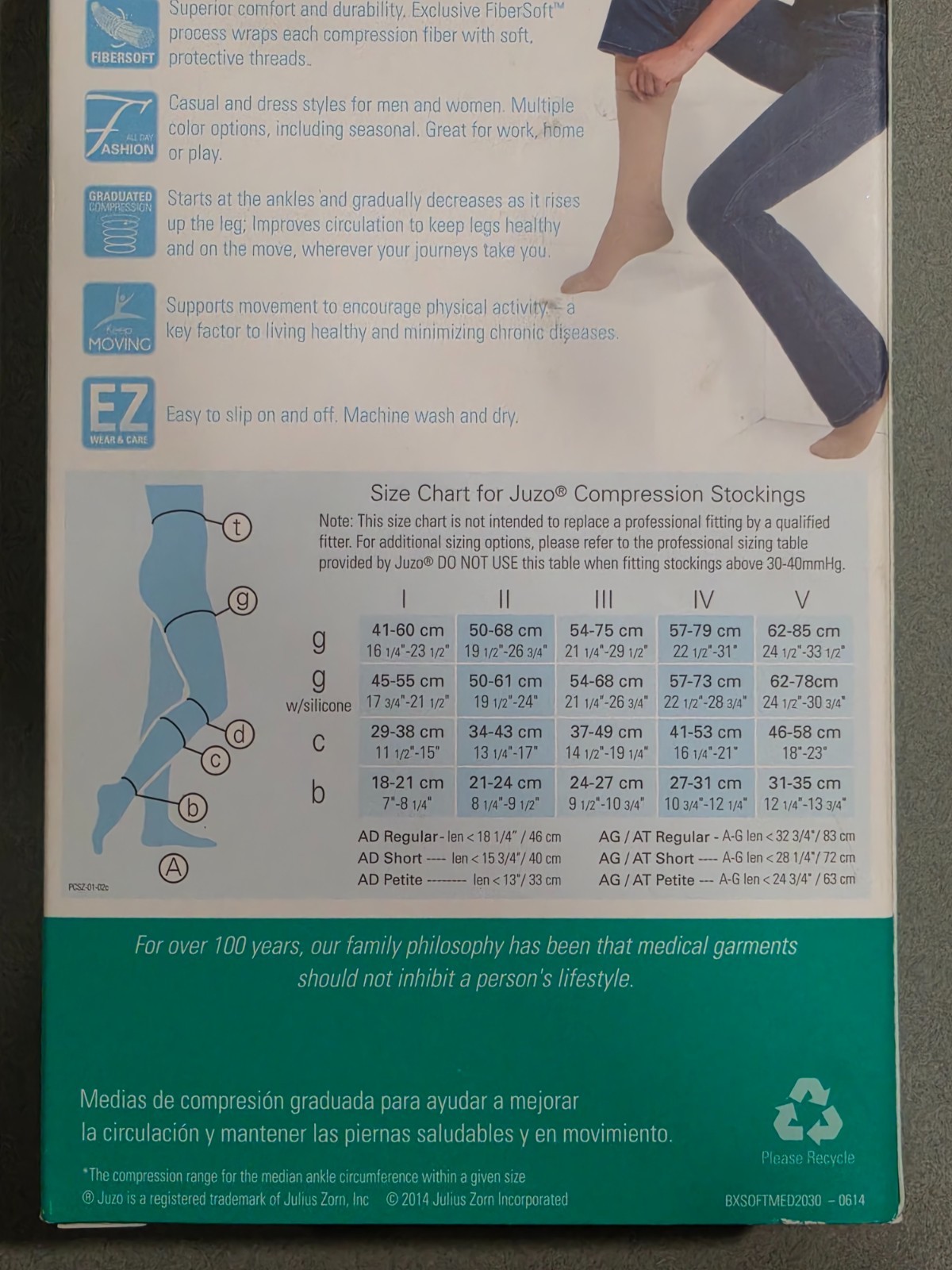 Juzo Compression Stocking Model 2001 AG III Beige Thigh High OT 08272 20-30 mmHg
