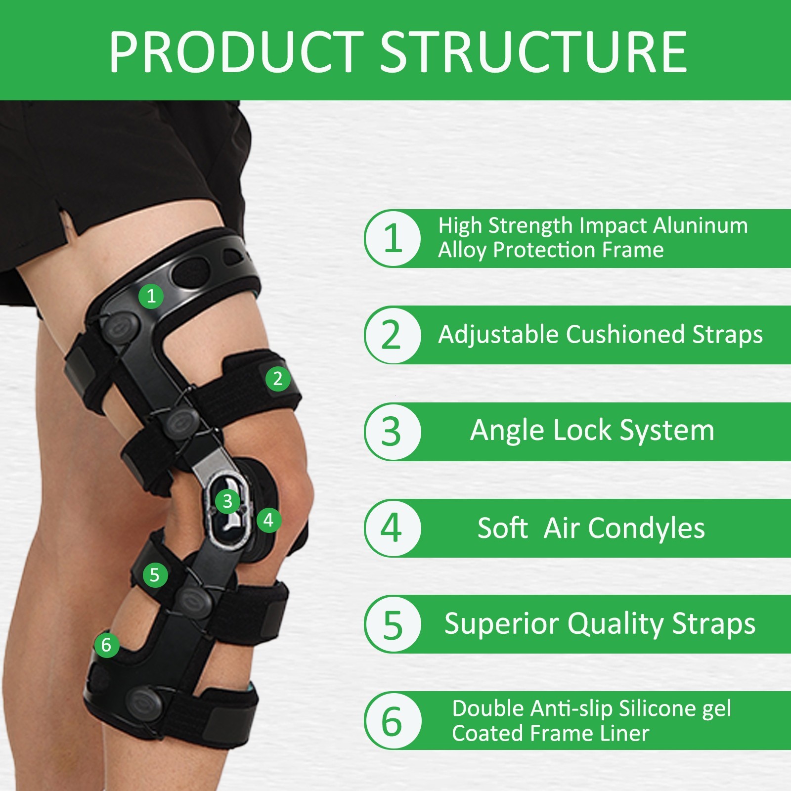 ACL/MCL/PCL Knee Brace for Sports,Ligament Injury Prevention & Pain Relief