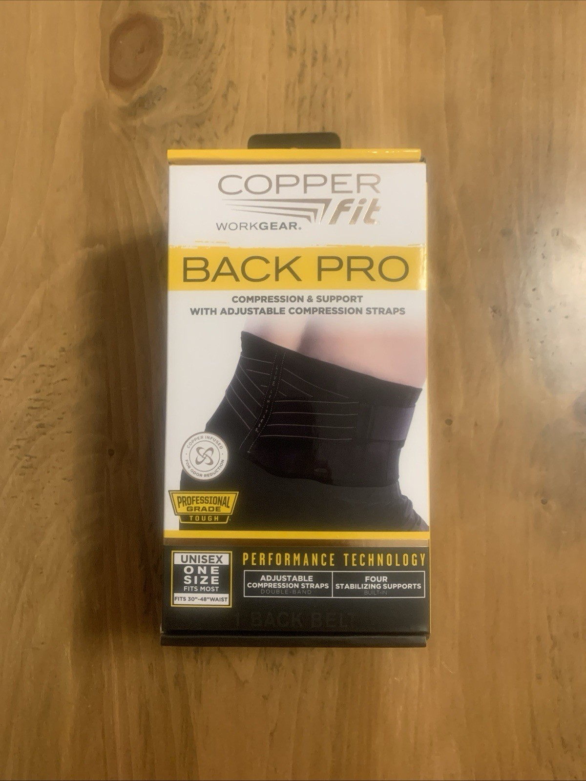 Copper Fit WORK GEAR-Back Pro Support Belt W/Straps- One Size Fits Most 30”-48”