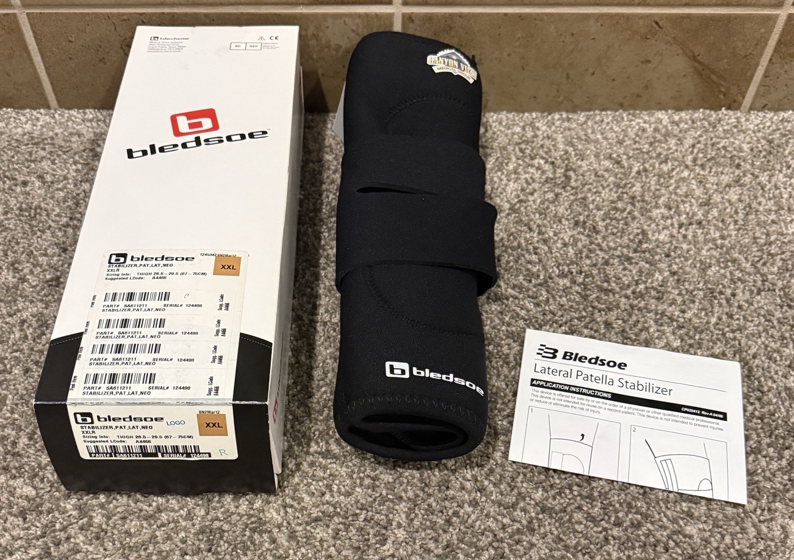 Bledsoe SA611211 XXL Right Knee Brace Lateral Patella Stabilizer New 124498