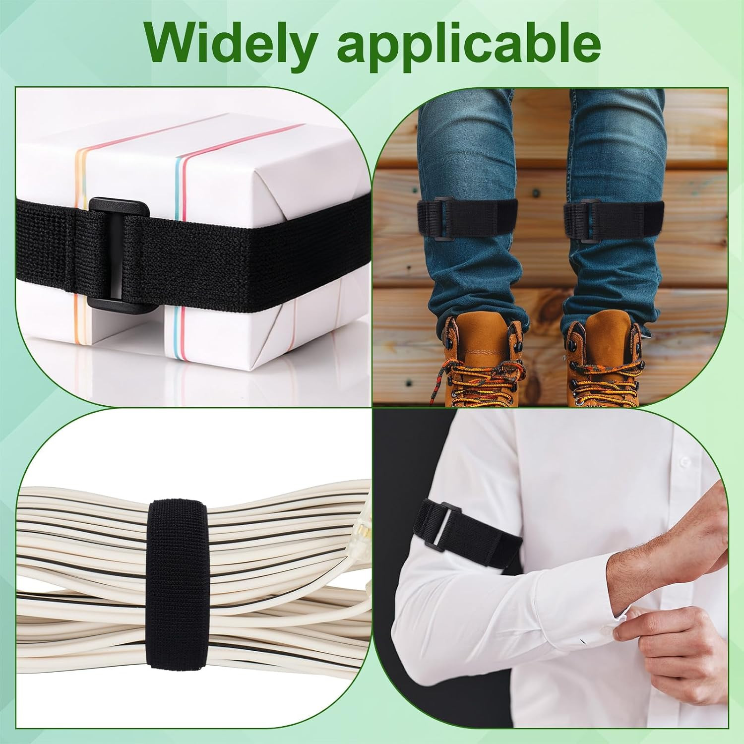 2pcs Elastic Boot Straps, Adjustable Pant Leg Straps Unisex Boot Bands for Bikin