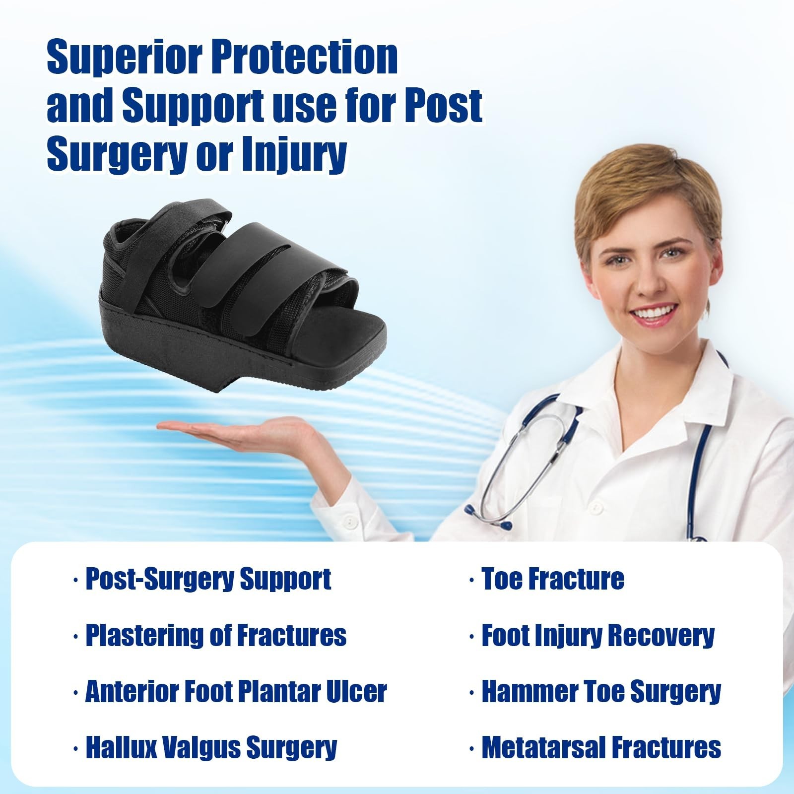 Post Op Offloading Wedge Shoe for Broken Toe, Bunion, Hammer Toe, Diabetic Foot