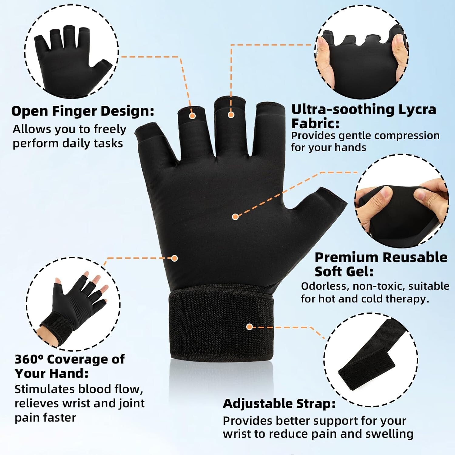 Finger Arthritis Compression Hand Ice Pack Gloves for Cold Hot Therapy Pain R…