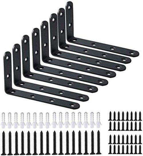 Wall Hanging Bracket 12PCS – Black Steel L Corner
