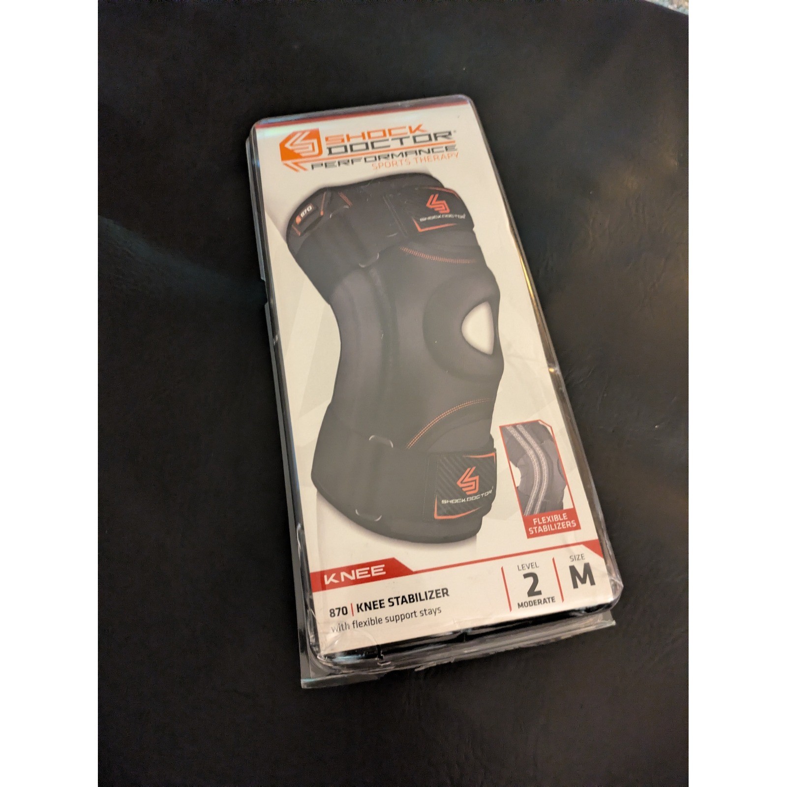 Shock Doctor 870 Knee Stabilizer Flexible Support Stays Level 2 Black Medium