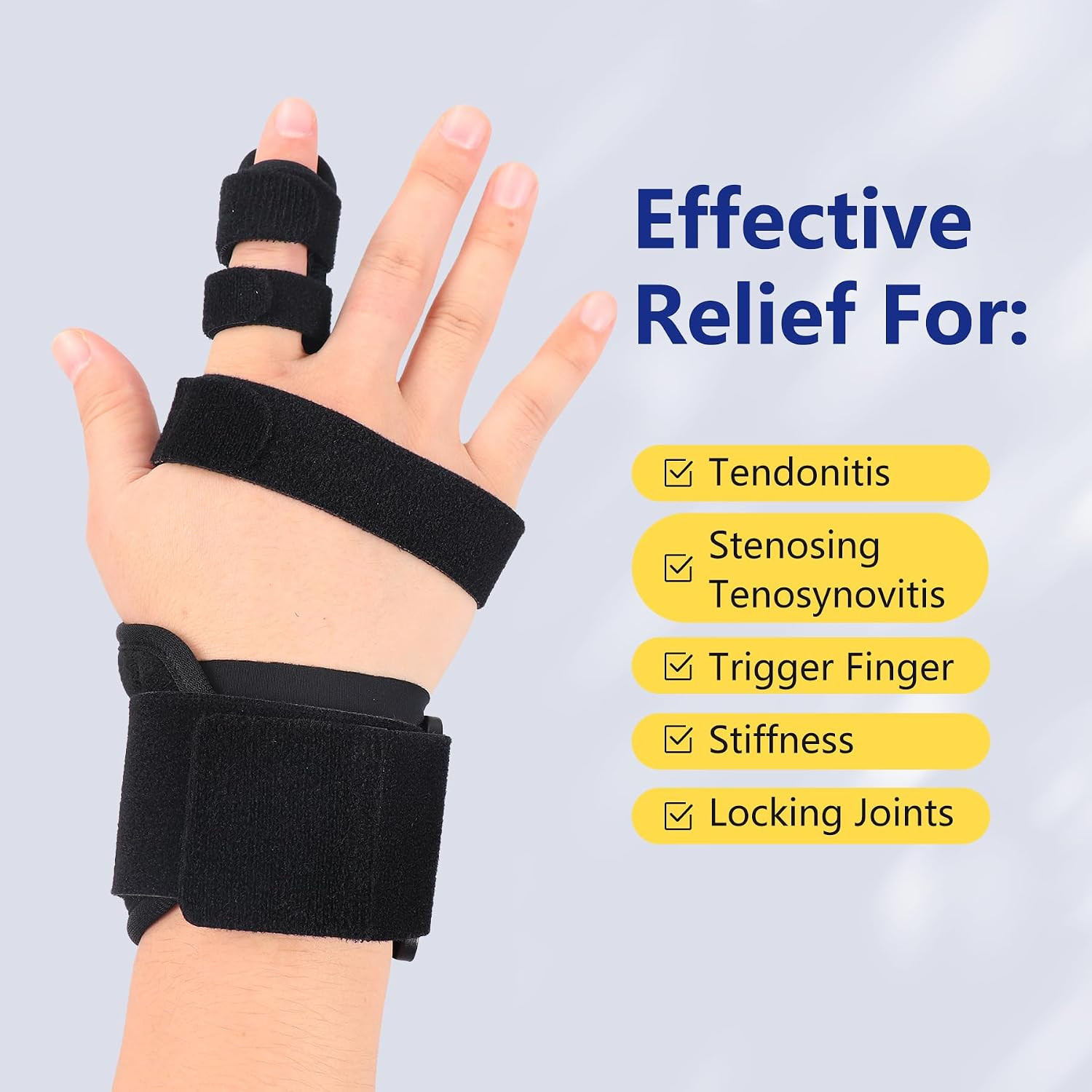 Full Trigger Finger Splint, Hand and Wrist Brace Support, Adjustable Locking …