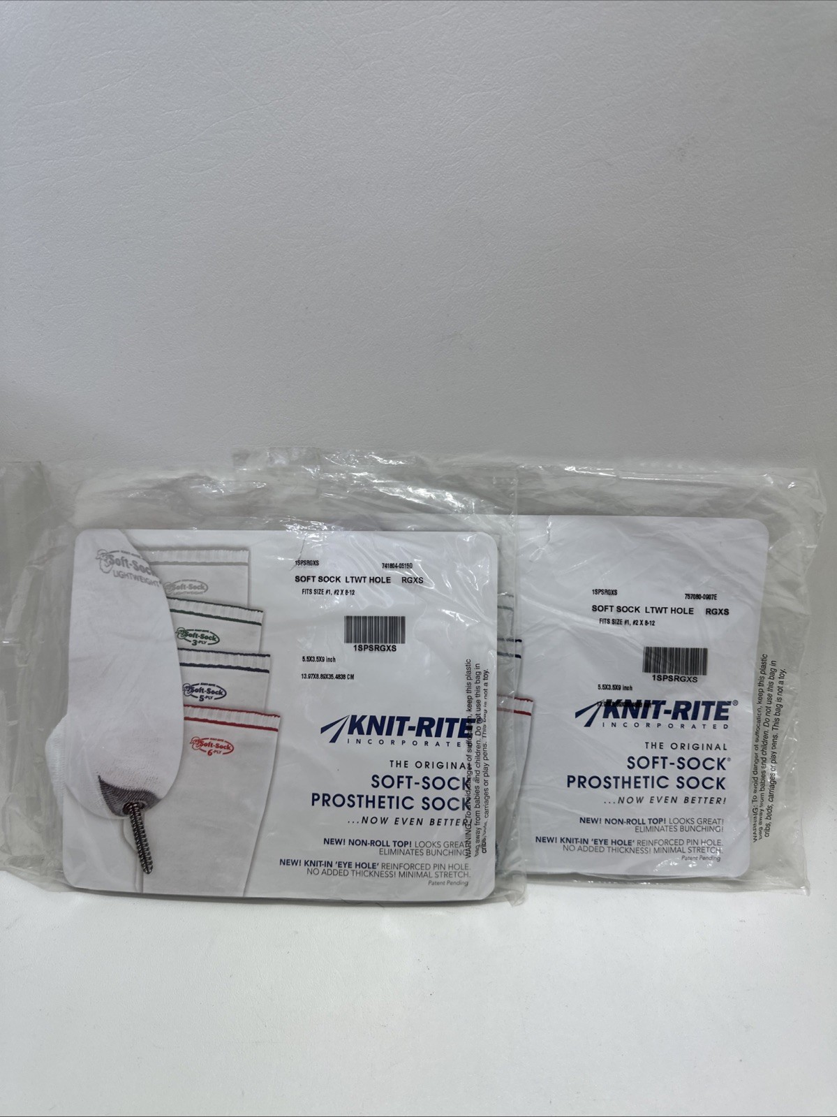 Knit-Rite Prosthetic Soft Sock Size #1 #2 8-12 LTWT Hole 1SPSRGXS Lightweight