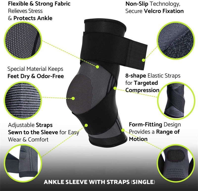 Ankle Support Brace, Adjustable Compression Ankle Braces for Sports Protection