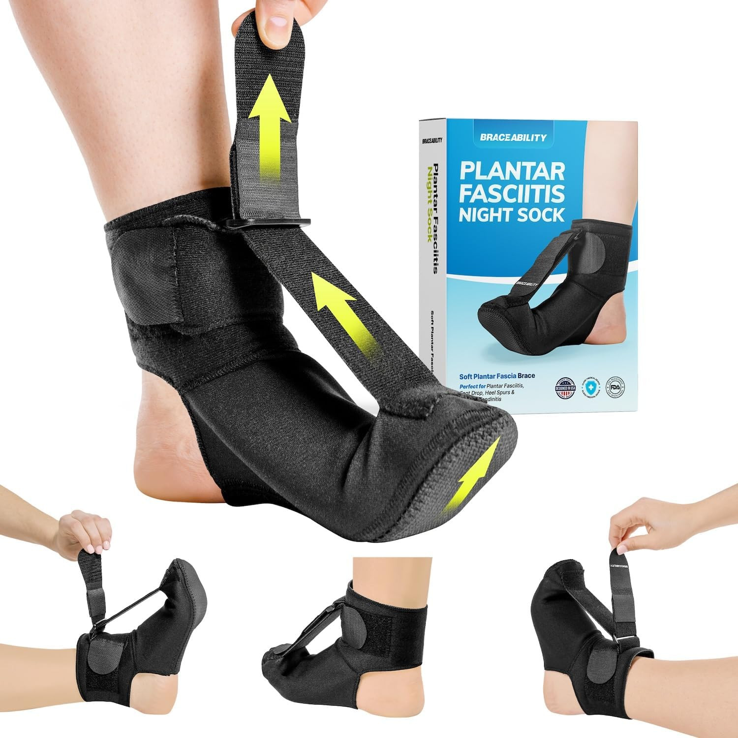 Plantar Fasciitis Night Splint Sock Small Adjustable Foot Support Pain Relief