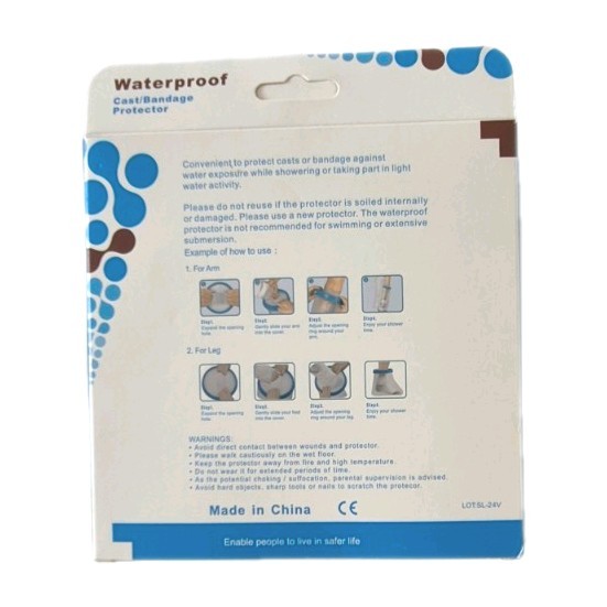 Waterproof Reusable Cast Protector Clear Latex Free for Arm Hand Foot
