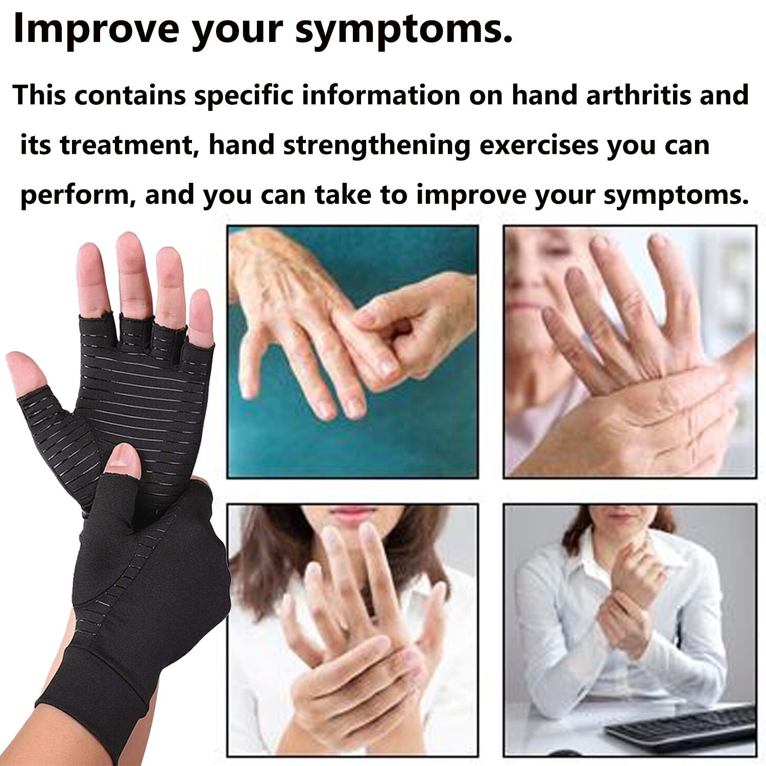 Copper Arthritis Gloves Compression Sleeve Brace Sport Work Hand Pain Relief US