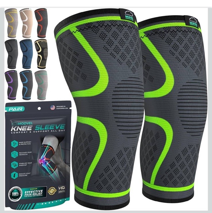 NEW IN BAG Modvel Knee Compression Sleeves Sz Medium Set of 2 All Day Support