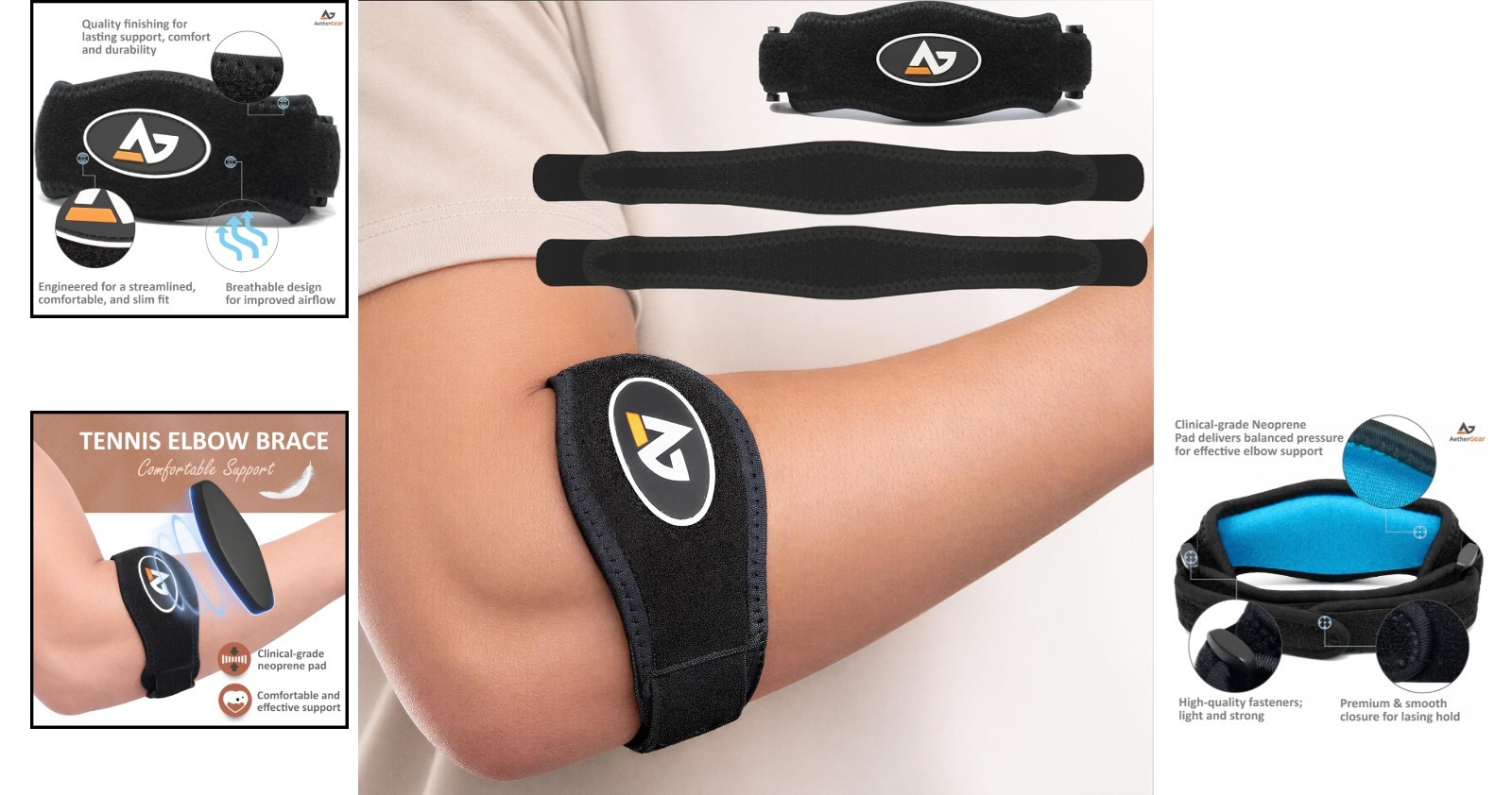 Adjustable Compression Elbow Brace for Tendonitis & Bursitis – One Size Fits All