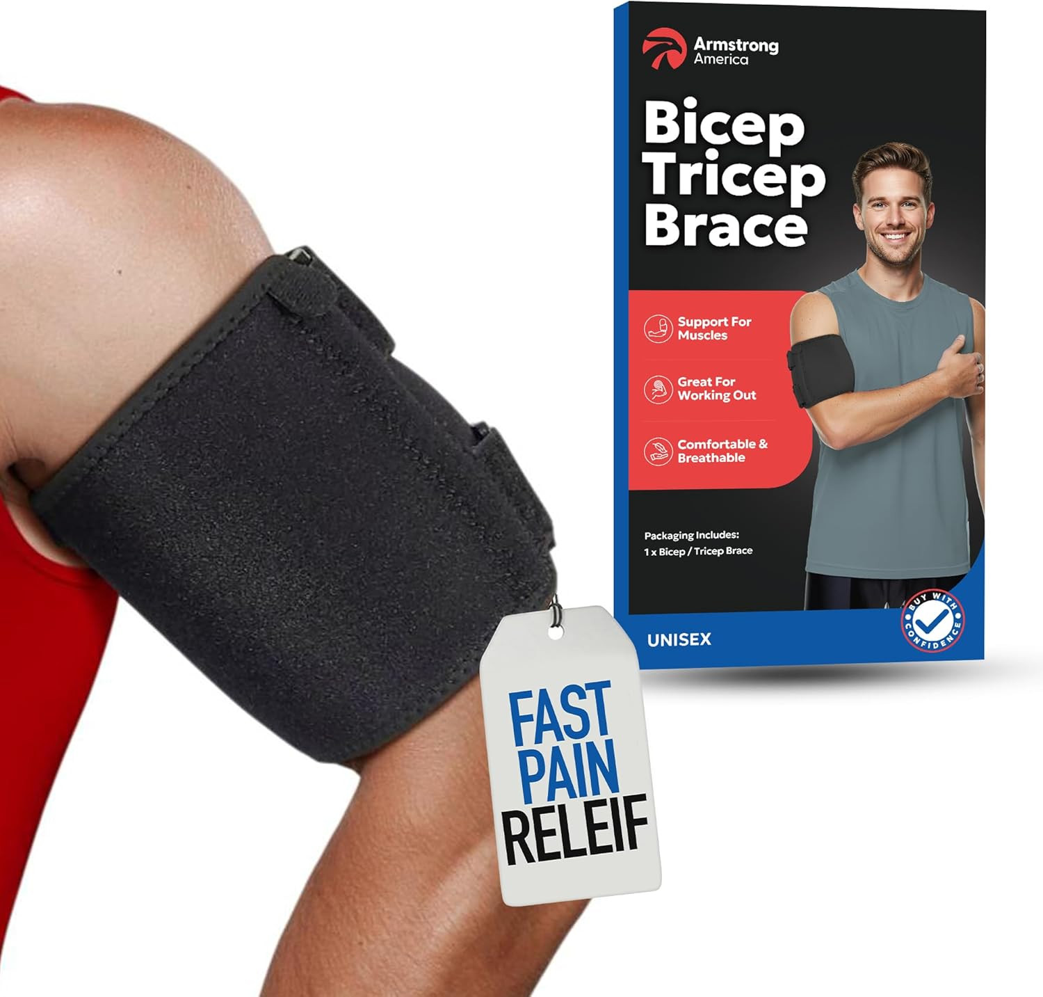ARMSTRONG AMERICA Bicep Tendonitis Brace, Bicep Band & Upper Arm Compression Sle