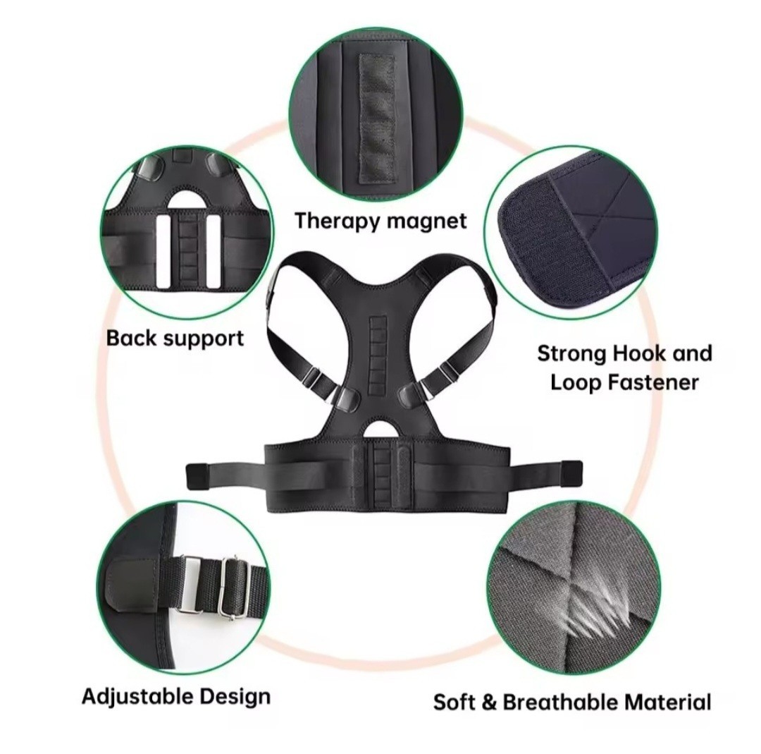 Magnetic Posture Corrector Back Shoulder Brace Belt Adjustable S-4XL