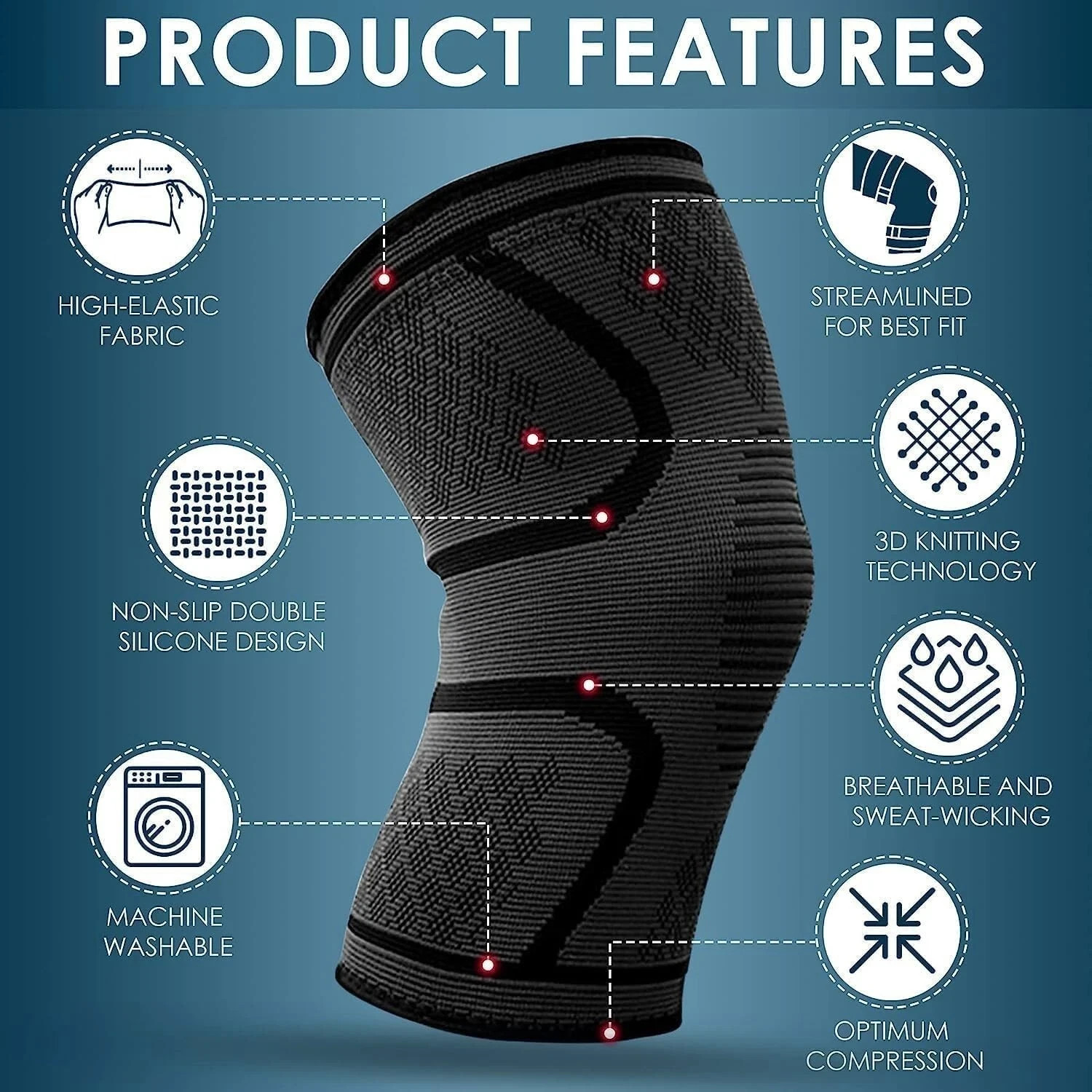 1PC of Compression Knee Pad,Knee Braces protector for Arthritis Joint Support