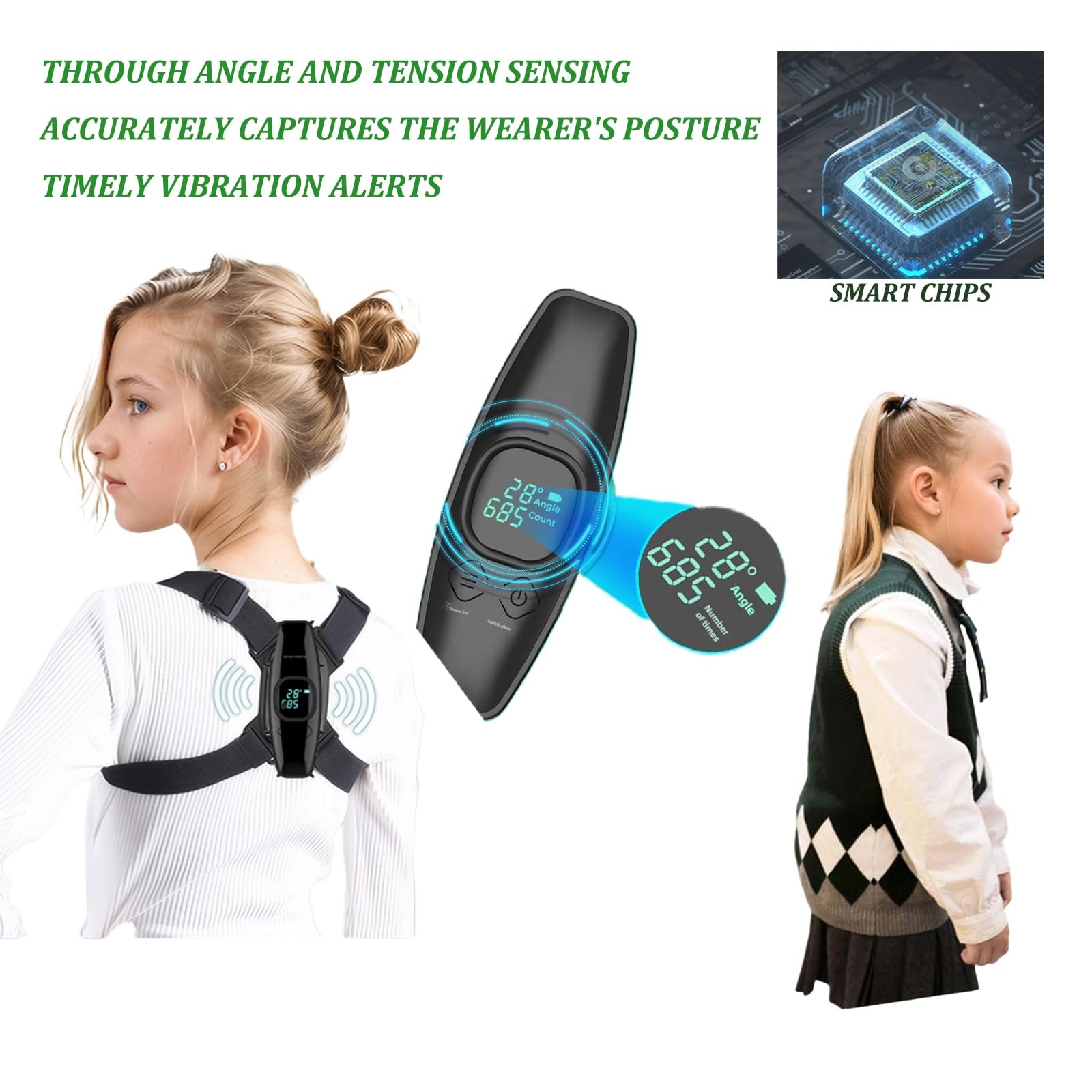 Caliora Upgraded Smart Posture Corrector Adjustable Correction Black