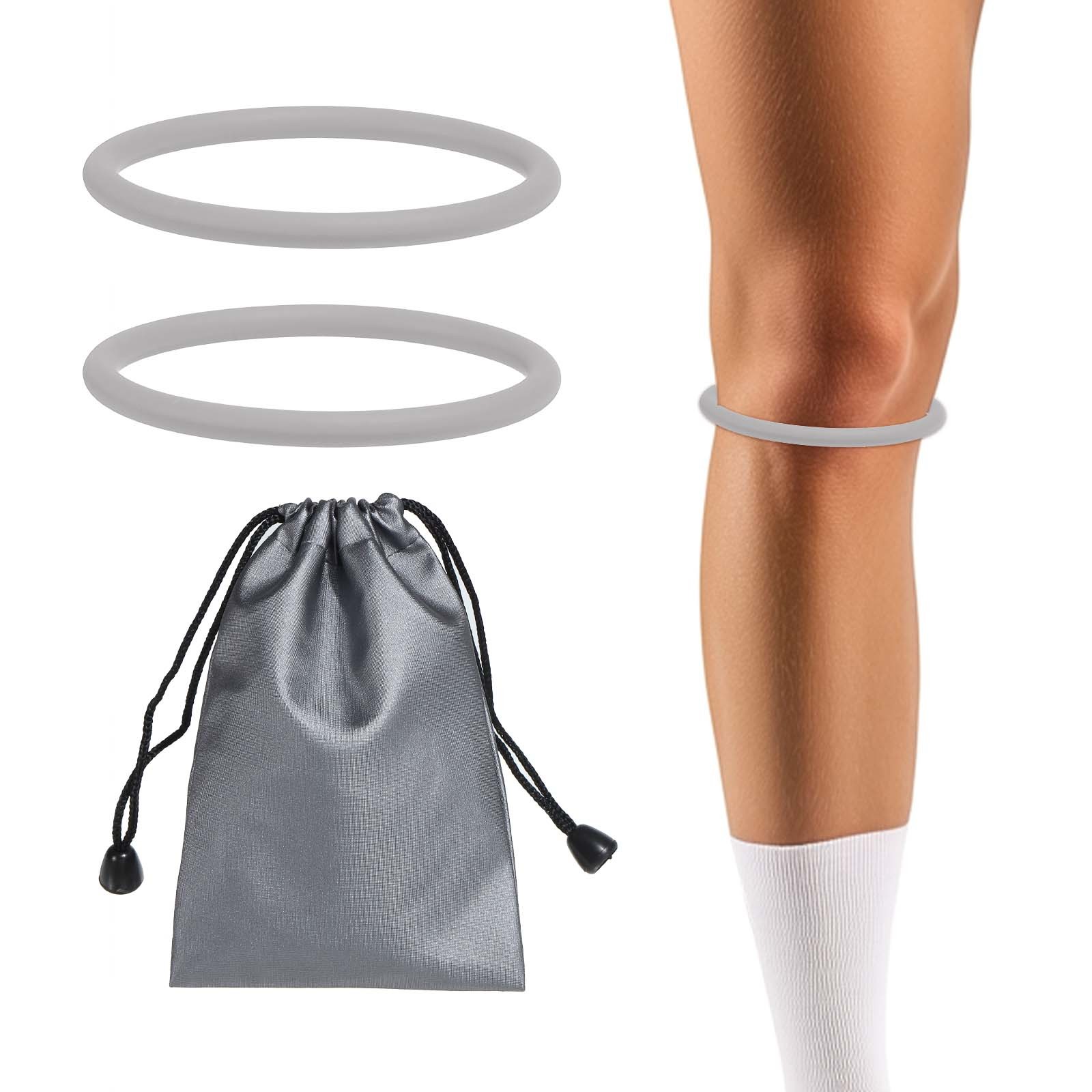Patella Band Silicone Knee Band with Storage Bag – (1 Set, Gray)
